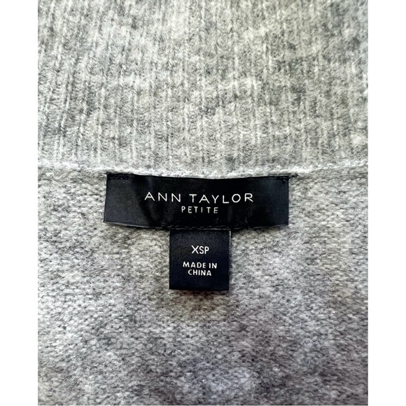 NWOT Ann Taylor Pearlized Mockneck Sweater Dress | Petite Pebble Grey Wool Knit - Picture 6 of 9